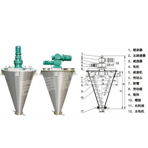 工業硫化劑加工混合機，二硫化鉬雙螺旋錐形混合機